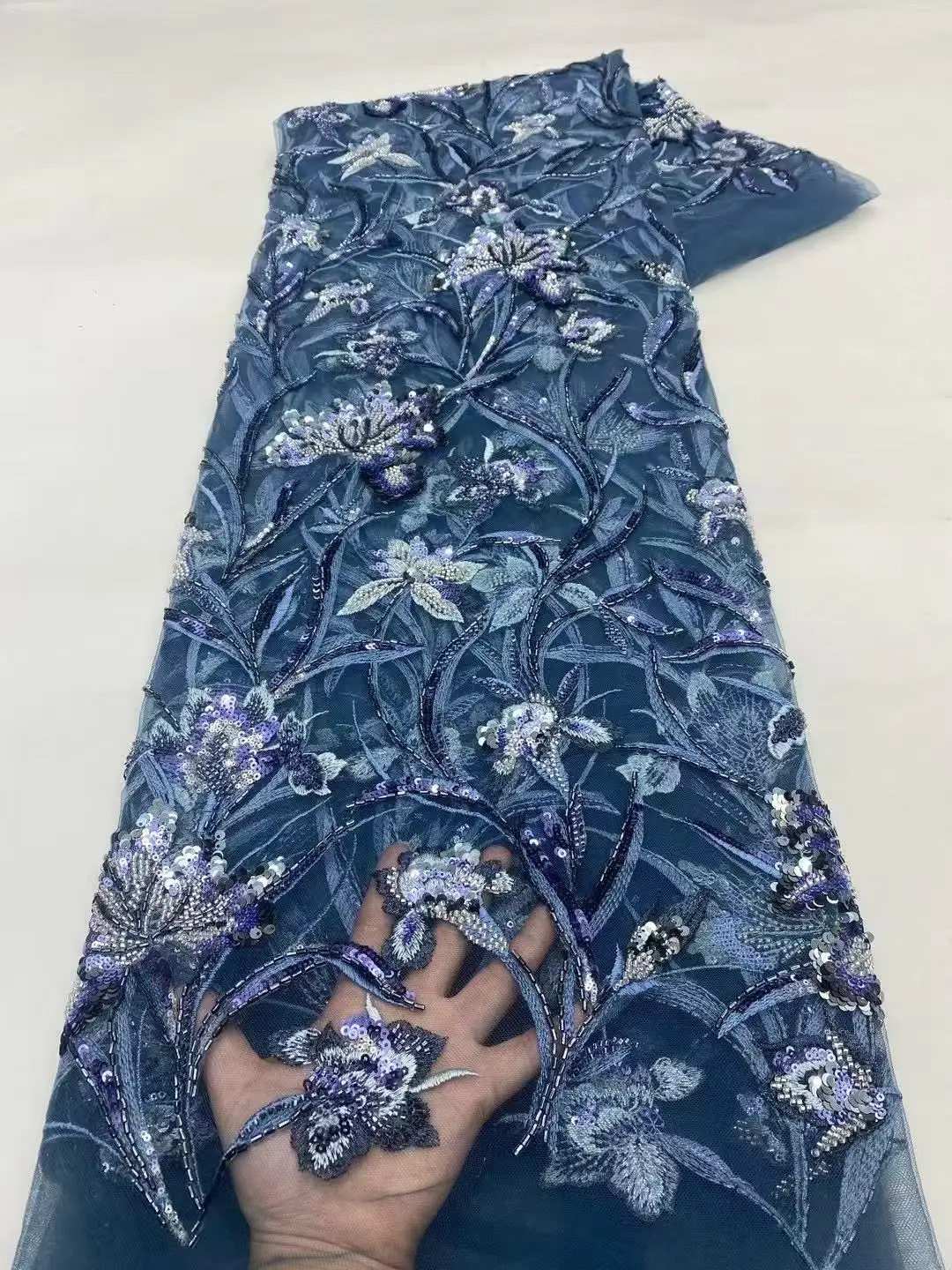 African Lace Fabric 2025 Sequins Beaded Embroidery Groom Nigerian Bridal High Quality French Tulle For Women Party Evening Dress