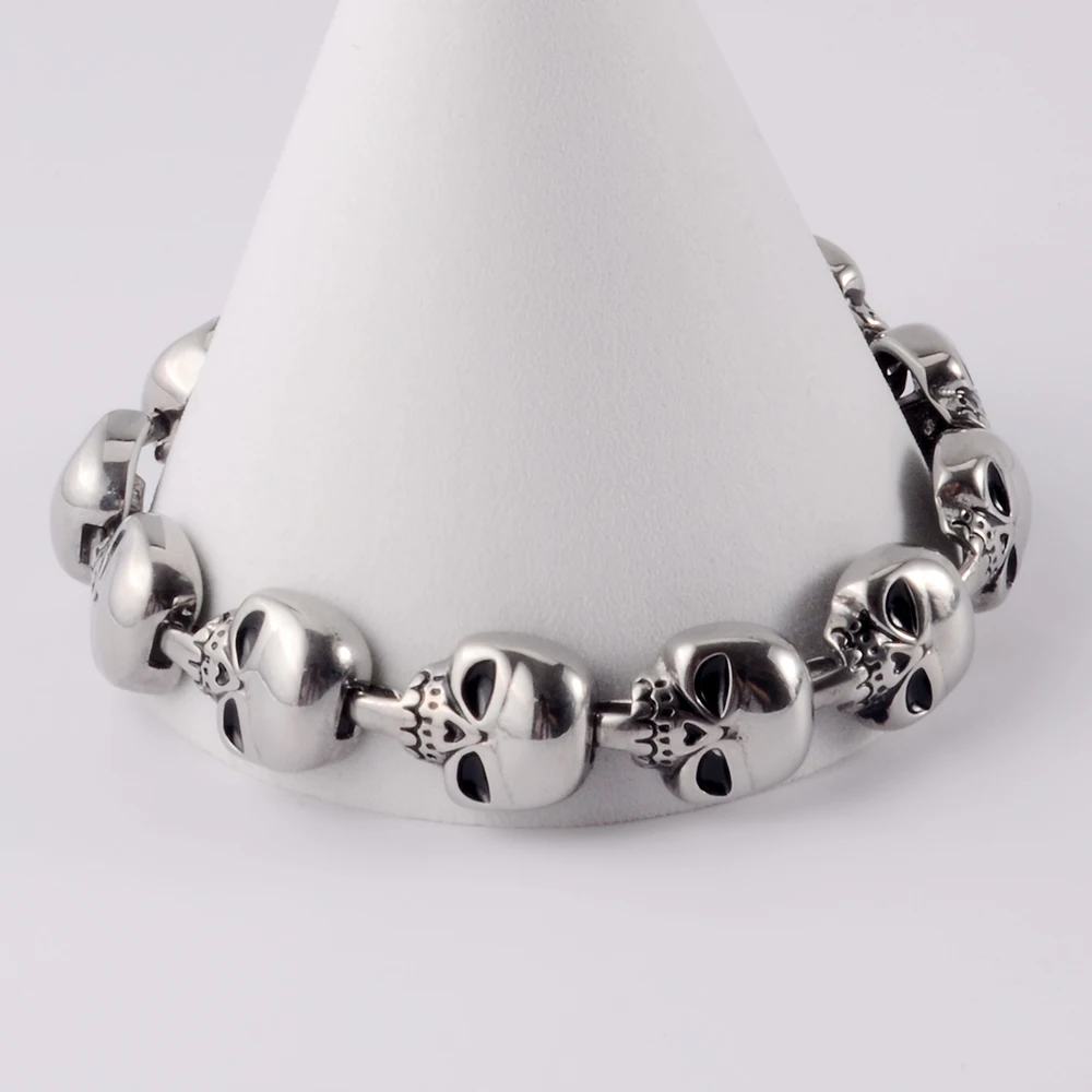 1PC Surgical Steel Vintage Punk Man Bracelet Chain Skeleton Cross Hip Hop Skull Men Cuban Bracelets Unisex Popular Jewelry