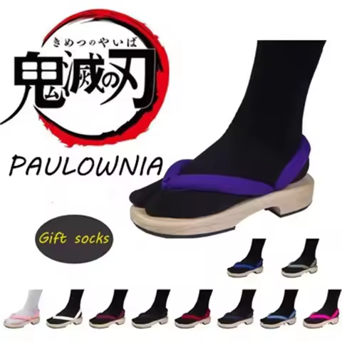 72th Anime Cosplay Demon Slayer COS PAULOWNIA Ladies Slippers Clogs Sending Socks Kamado Nezuko Kochou Shinobu Kanroji Mitsuri