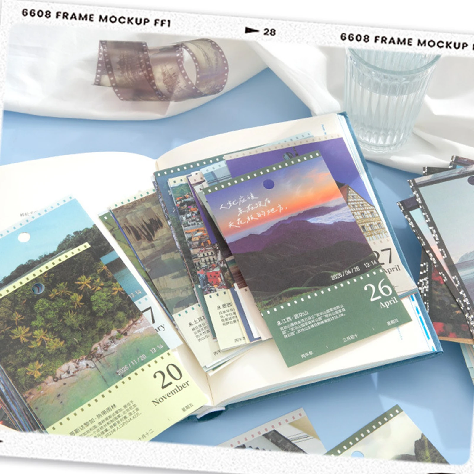 Travel Theme Desk Calendar With Scenic Illustrations Daily Planner Notepad Reusable Office Memo Organizer For Home And Office