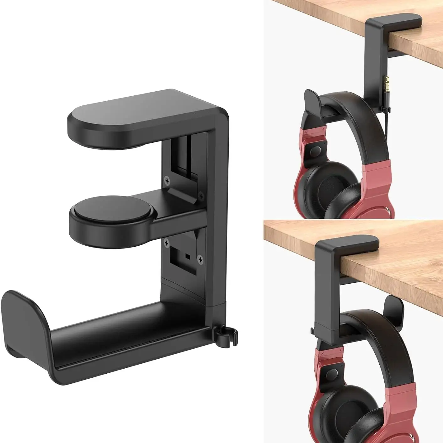 Soporte para Auriculares de Juego para PC, Gancho para Auriculares, Soporte con Rotación Ajustable de 360° °     Abrazadera de Brazo Giratorio, Soporte Universal para Escritorio