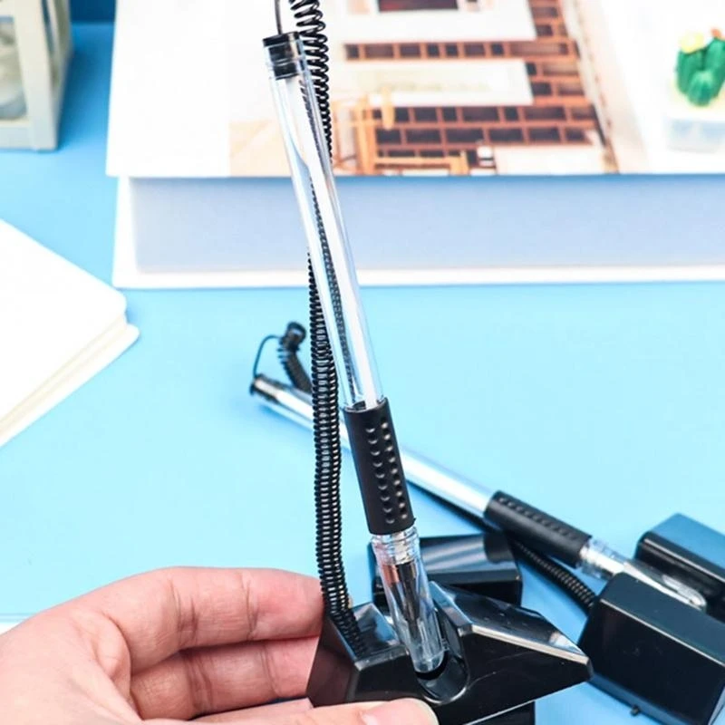 10Pcs Business Writing Gel Ink Pen Corded Pen Security Pen Holder Table Fixed Pen Gel Ink Pen Gel Pen Set with Stand best sale