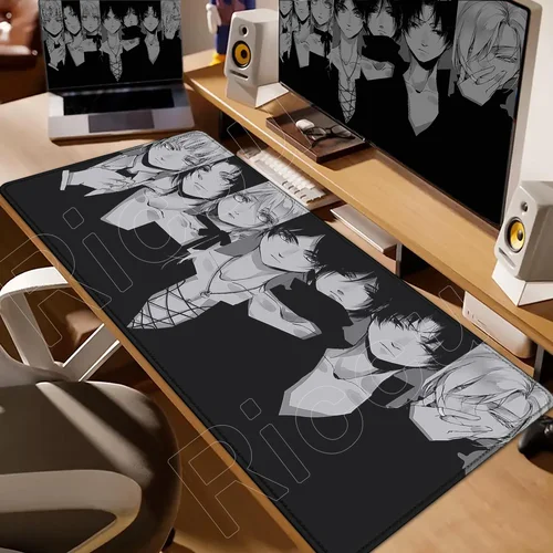 Imagen 2 del producto Nueva impresión HD Attack on Titan, alfombrilla de escritorio de Anime, alfombrilla de ratón con borde de bloqueo grande, alfombrilla de ratón para ordenador, alfombrillas para teclado de ordenador portátil para videojuegos