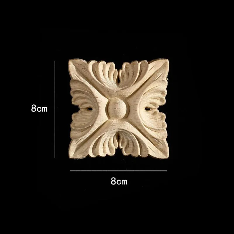 Vintage Natural Wood Carving Decal Appliques Furniture Accessories Wooden Moulding Unpainted Decoration Decal