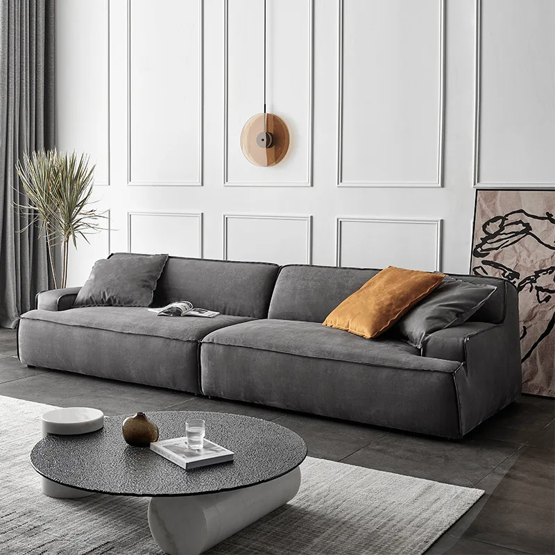 

Italian minimalist Damascus sofa straight row designer Internet celebrity small apartment modern living room simple fabric sofa