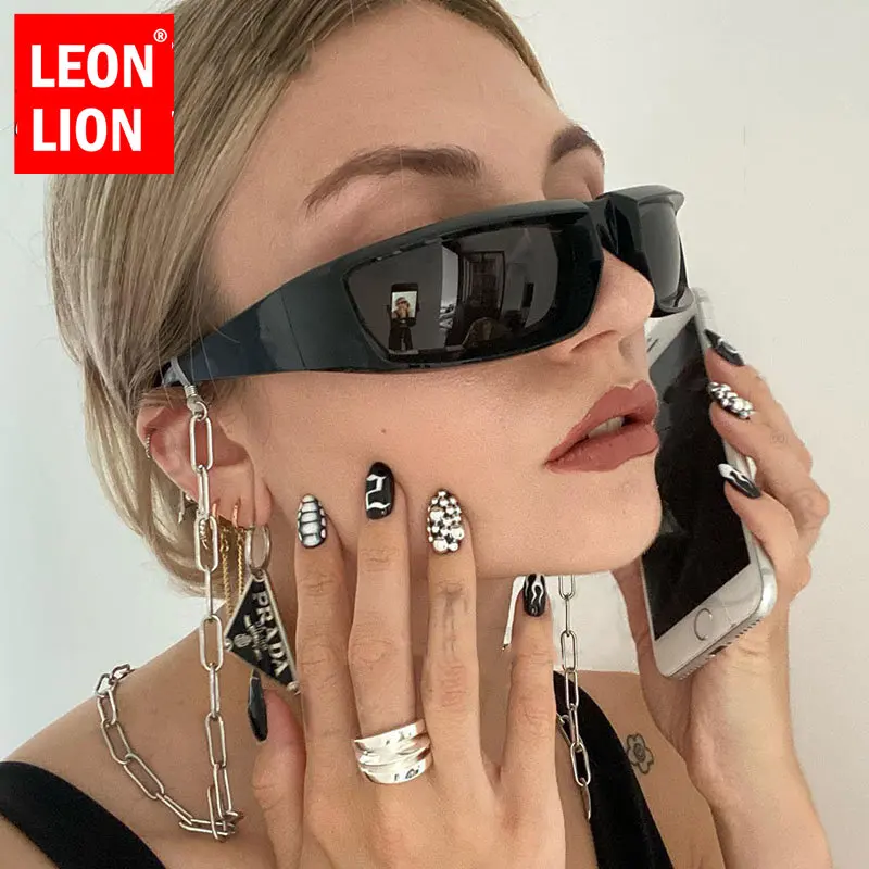 LeonLion 2023 Steampunk Sport Sunglasses Women Y2K Eyewear Unisex Vintage Brand Glasses Women Mirror UV400 Gafas De Sol Hombre