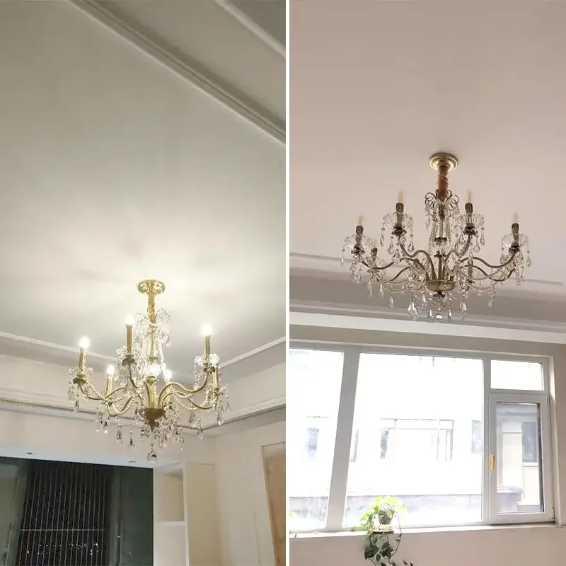 2026 Moderno Rame Reale 6 Lampadario di Cristallo Della Luce Led Plafoniera Soggiorno Camera Da Letto Complementi Arredo Casa Lampada a Sospensione Perla E