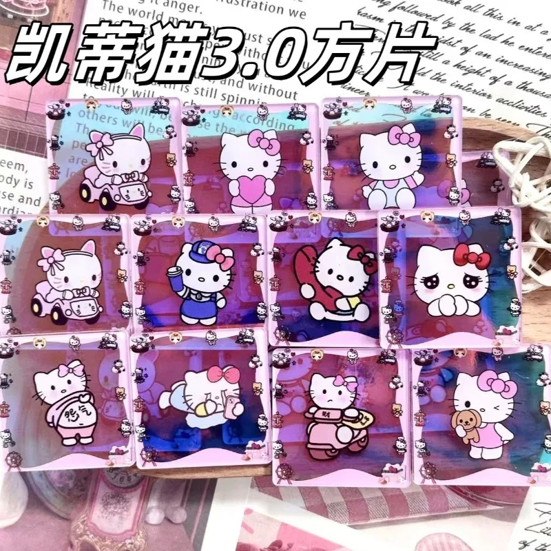 

Cartoon Anime Sanrio HelloKitty Acrylic Patch Transparent Square 4cm/8cm Handmade DIY Refrigerator Stickers Accessories Material
