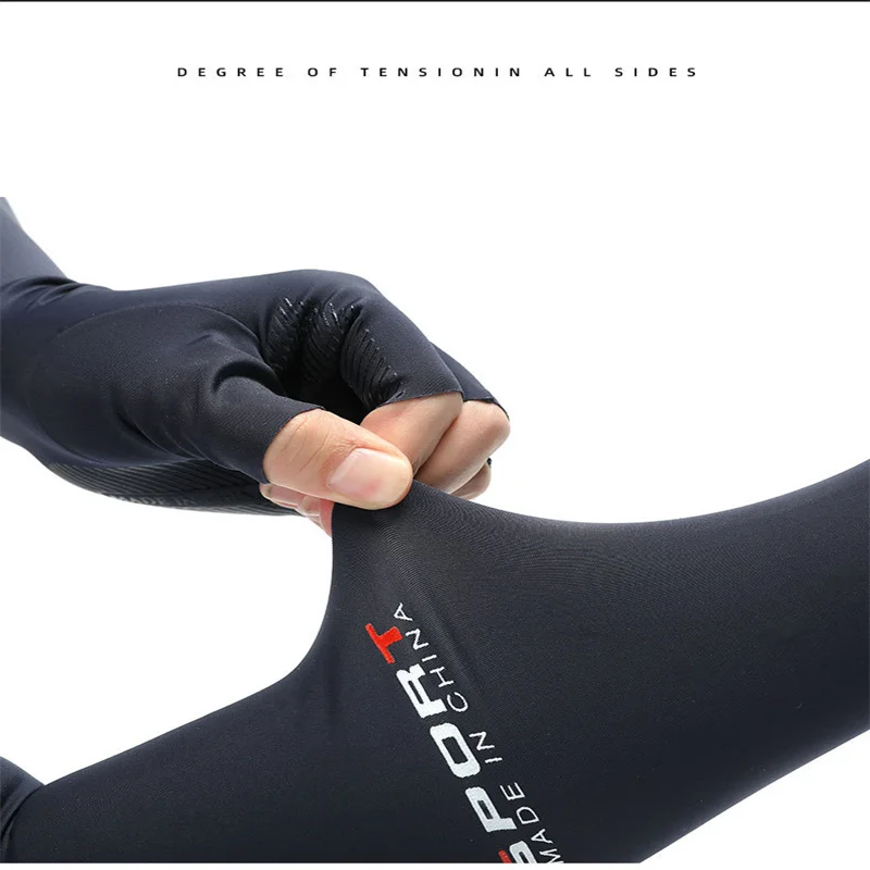 1Pair Sport Arm Sleeves Cycling Running Fishing Climbing Arm Cover Sun UV Protection Ice Cool Sleeves 5 Finger Cuff