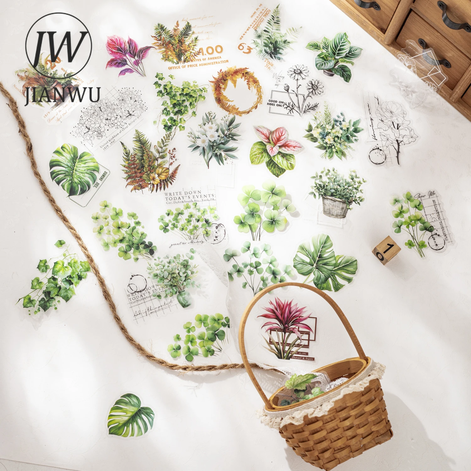 

JIANWU Green Shadow Time Series винтажные растения, цветы, пейзаж, материал, коллаж, наклейка для домашних животных, креативные канцелярские принадлежности для журналов «сделай сам»