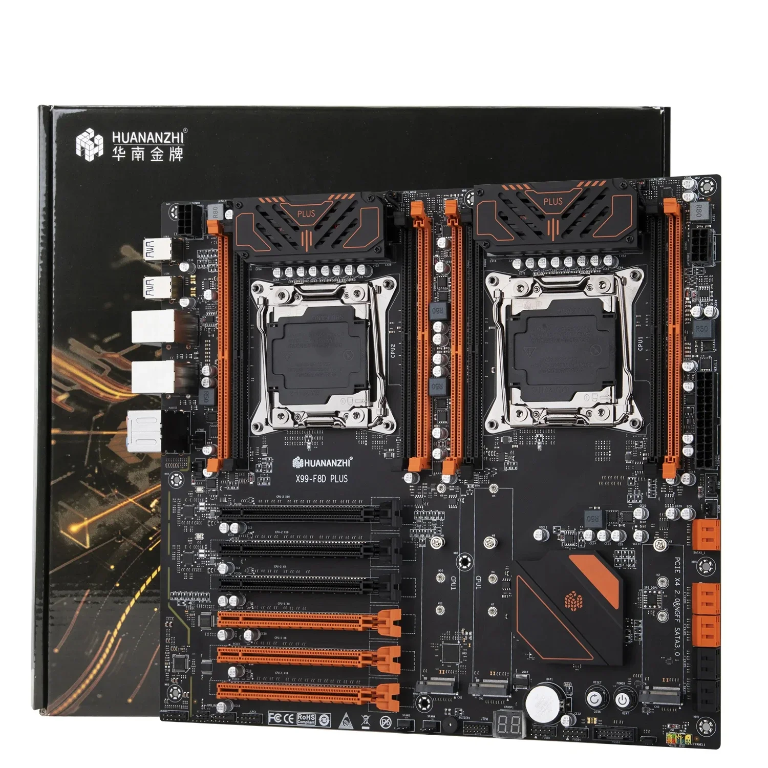 Imagem -03 - Placa-mãe Dual Cpu Intel X99 Lga 20113 e5 Ddr4 Recc 512gb M.2 Nvme Ngff Usb 3.0 Servidor E-atx X99 F8d Plus