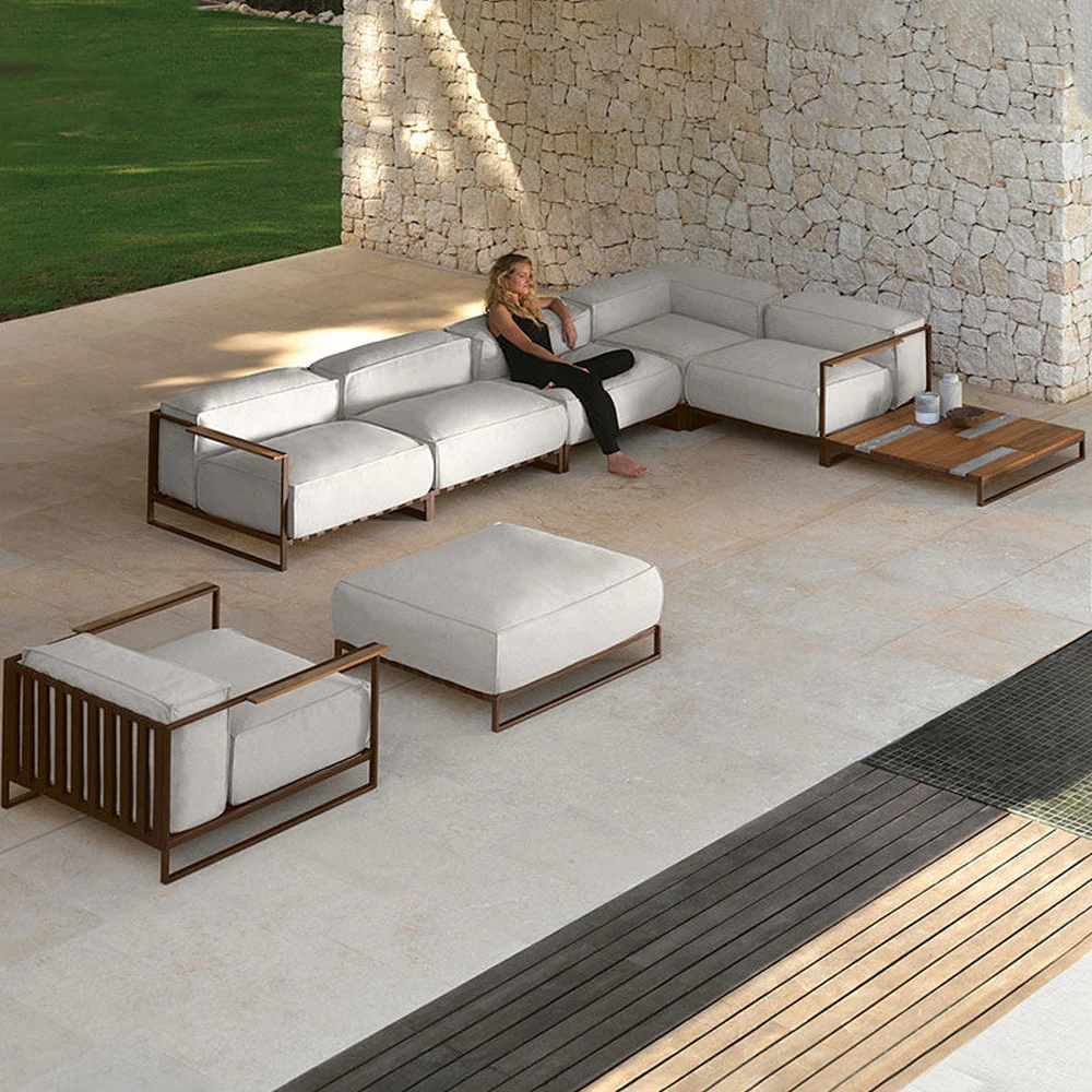 

E Outdoor Sofa Combination Courtyard Garden Set Villa Leisure Terrace Hotel Furniture Sectional Garden Sofas