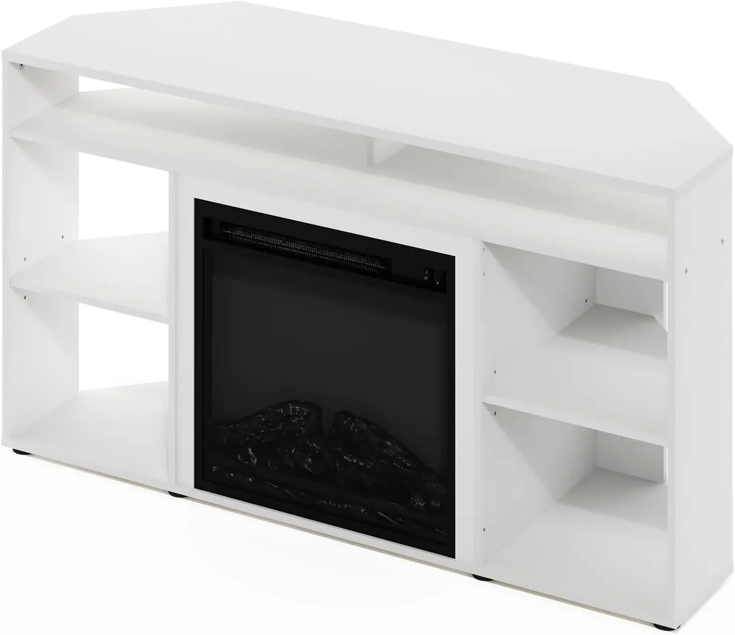 Jensen Corner Stand With Fireplace For Tv Up To 55 Inches, 55-Inch, Solid White