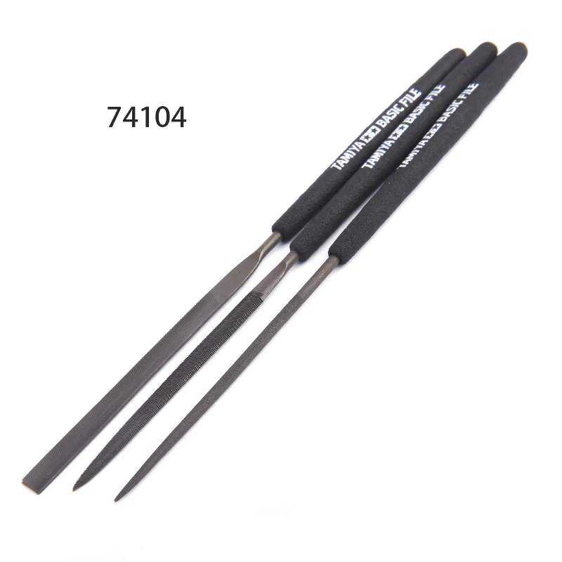 TAMIYA 74046/74104 Basic File Set Medium/smooth Double-cut Model File Tools 3PCS Flat/Round/Half Round Files for Plastic Model