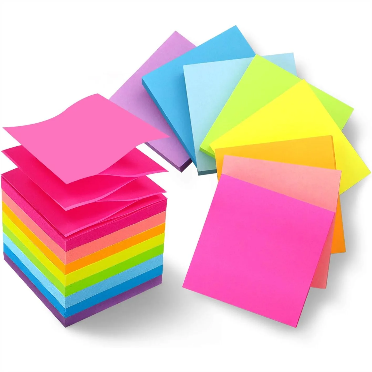 

8 Pads Pop Up Sticky Notes 3x3 Refills Bright Colors Self-Stick Notes Pads Super Adhesive for Office School Home