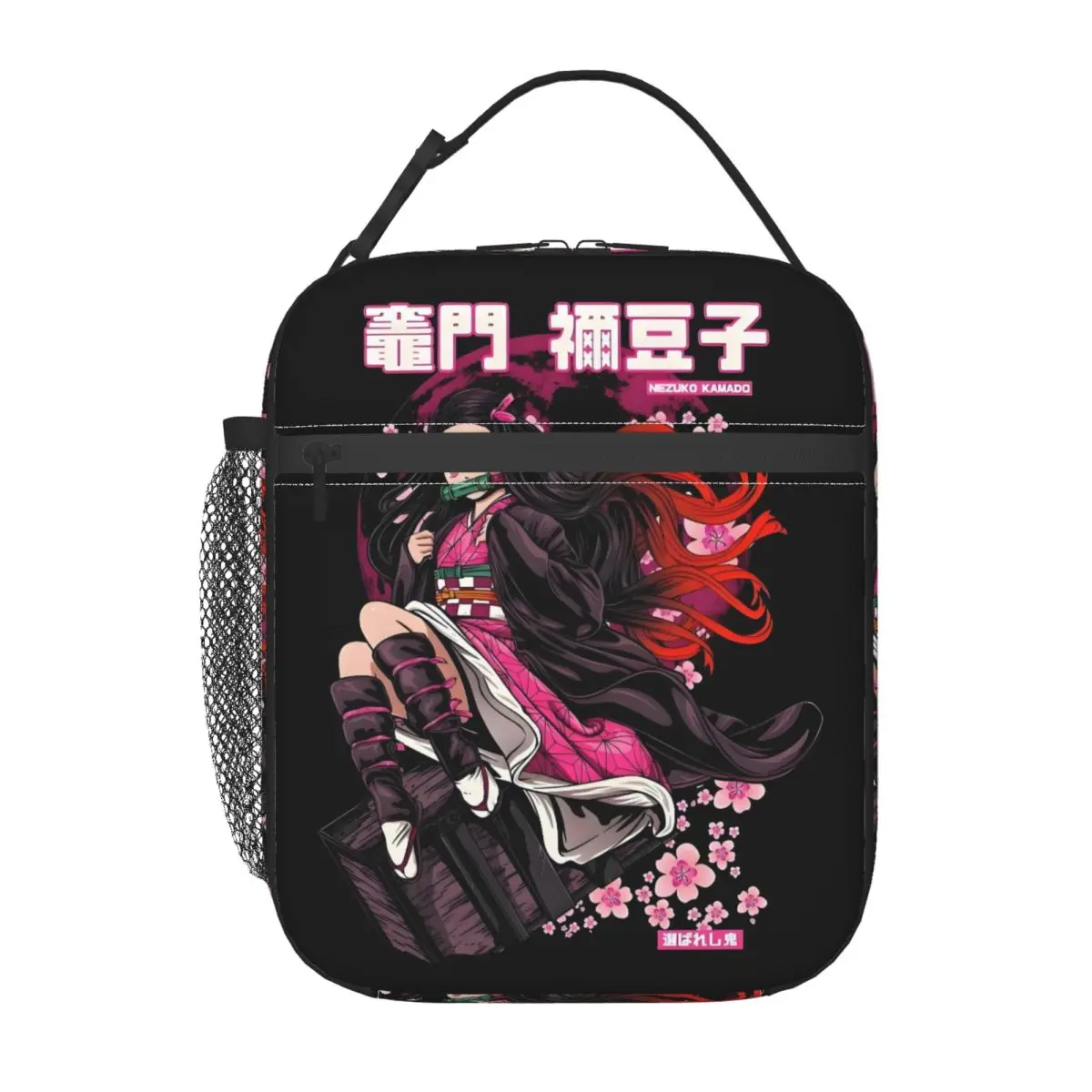 Custom Japanese Demon S-Slayer Insulated Lunch Bag for Outdoor Picnic Nezuko Kamado Resuable Cooler Thermal Lunch Box view 2