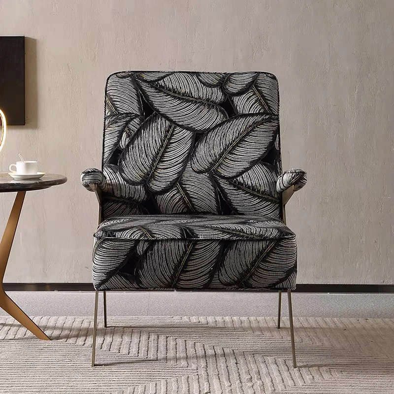 High-quality furniture Modern high-end light luxury leisure chair Metal frame armchair