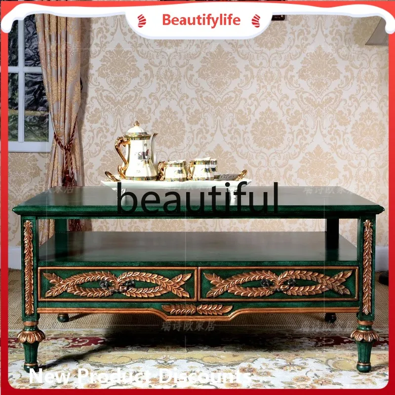 

TV cabinet combination, sofa, living room double-sided drawer coffee table, coffee table coffee table, American style H
