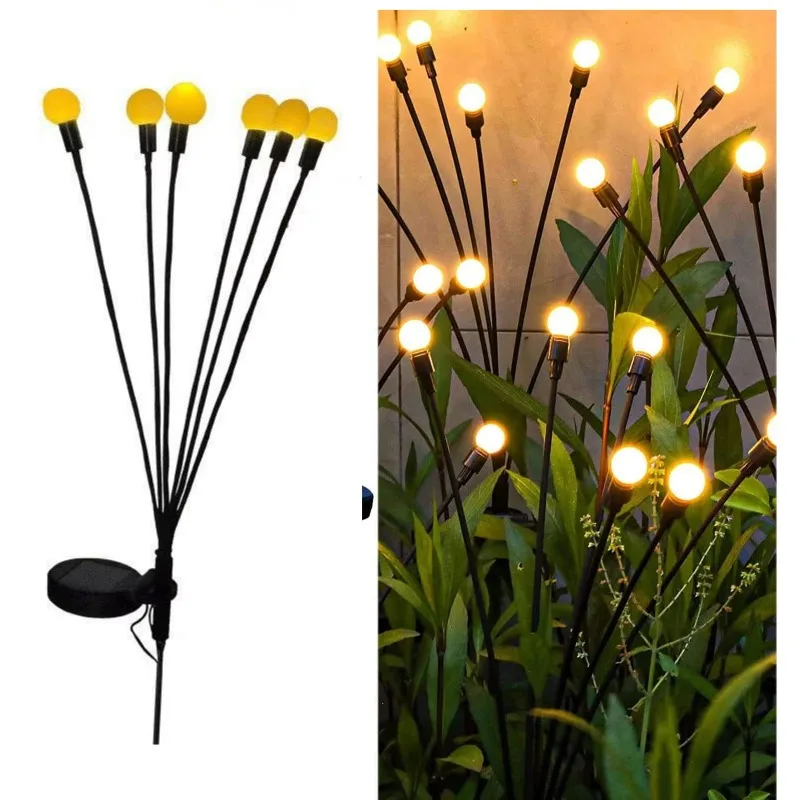 Waterproof 8 Head Solar Light Emitting Diode Garden Light Warm White PVC Body Color Outdoor Lawn Garden Decoration Solar Series