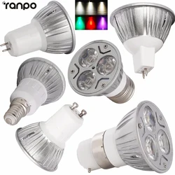 High Power Lamp 3W LED SpotLight Bulb E26/27 E14 E12 GU10 B22 MR16 DC 12V Purple/Warm White/Red/Green/Blue/Yellow Wholesale