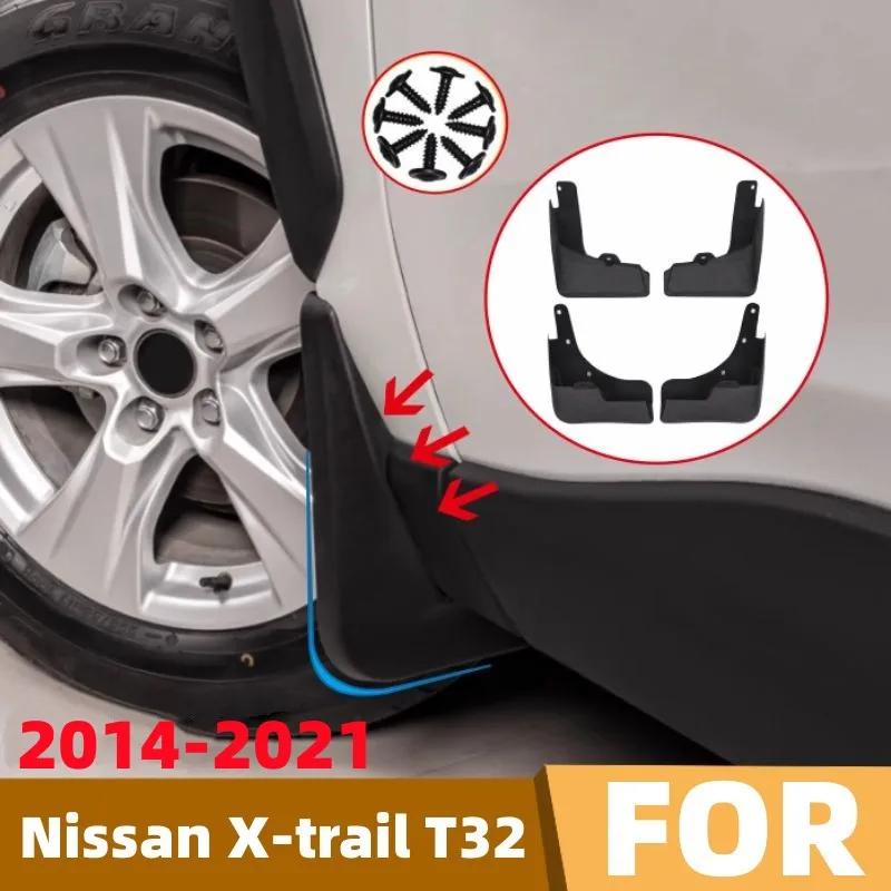 For Nissan X-trail X trail T32 Rogue 2014-2021 4pcs/Set Car Mud Flaps Mudguards Anti-Sand Splash Guard Fenders Cover Accessories