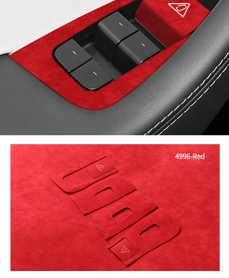 Aus Alcantara für Tesla Model Y Juniper (2025-) Fensterschalter-Panel-Abdeckung Zierleiste Aufkleber Auto-Innenraum-Tuning-Zubehör – Detail 10