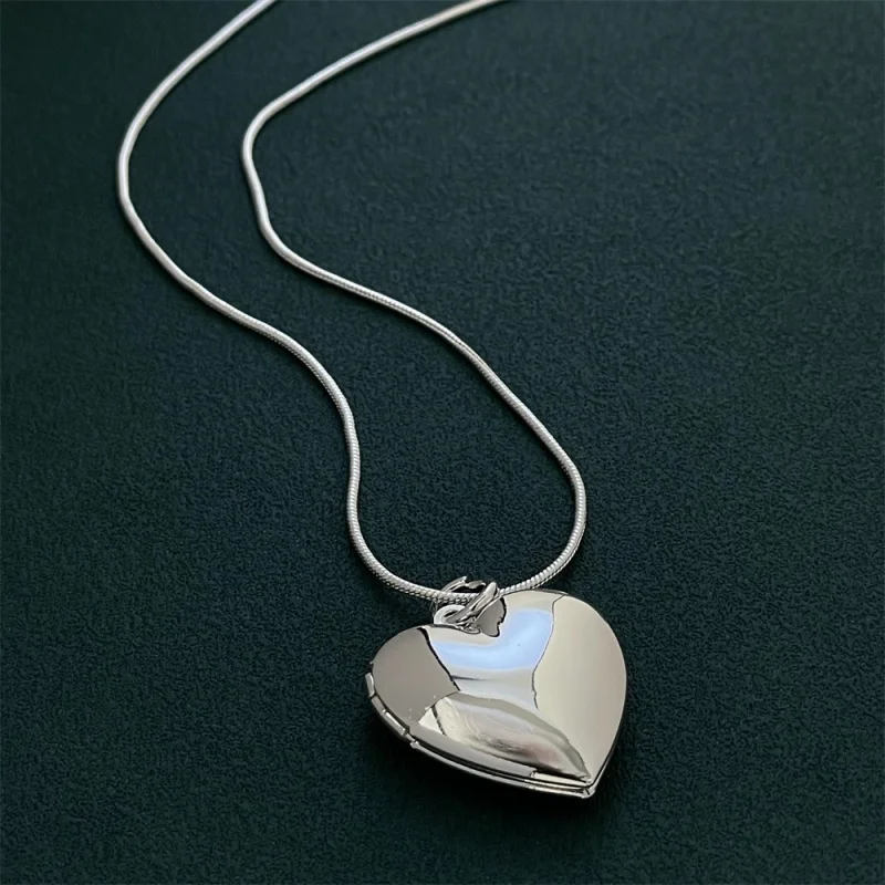 925 sterling silver designer jewelry lovely heart pendant with snake bone chain necklace for women gifts