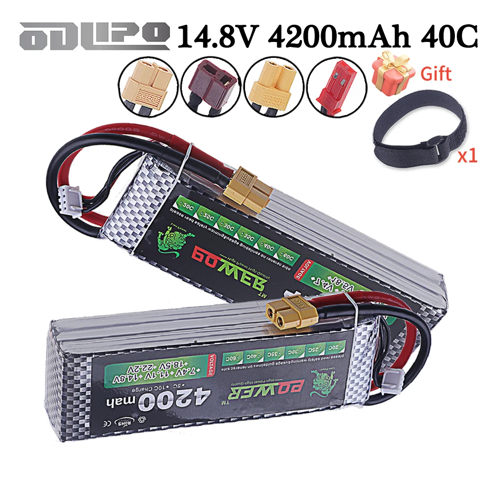 14.8V LION Power 4S 4200mAh 14.8V 40C Lipo Rechargeable Battery For RC Airplane, Quadcopter, Off-road Racing Car, Vehicle parts