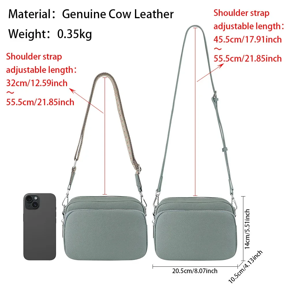 Royal Bagger Genuine Leather Fashion Crossbody Bags, Large Capacity Small Square Bag for Women, Double Shoulder Straps 1912