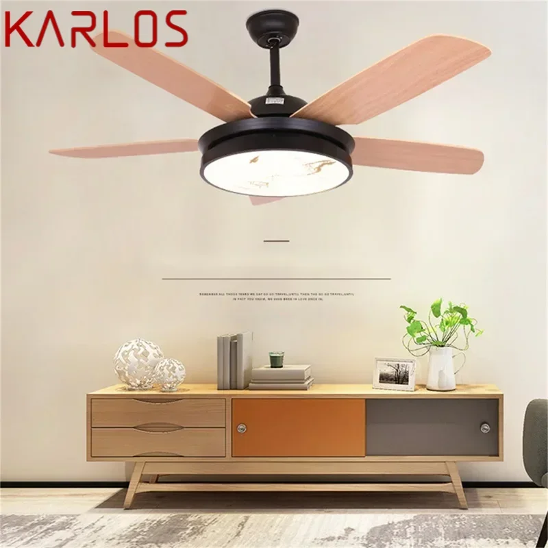 KARLOS Simple Wood Ceiling Fan with Lights Remote Control Modern 52