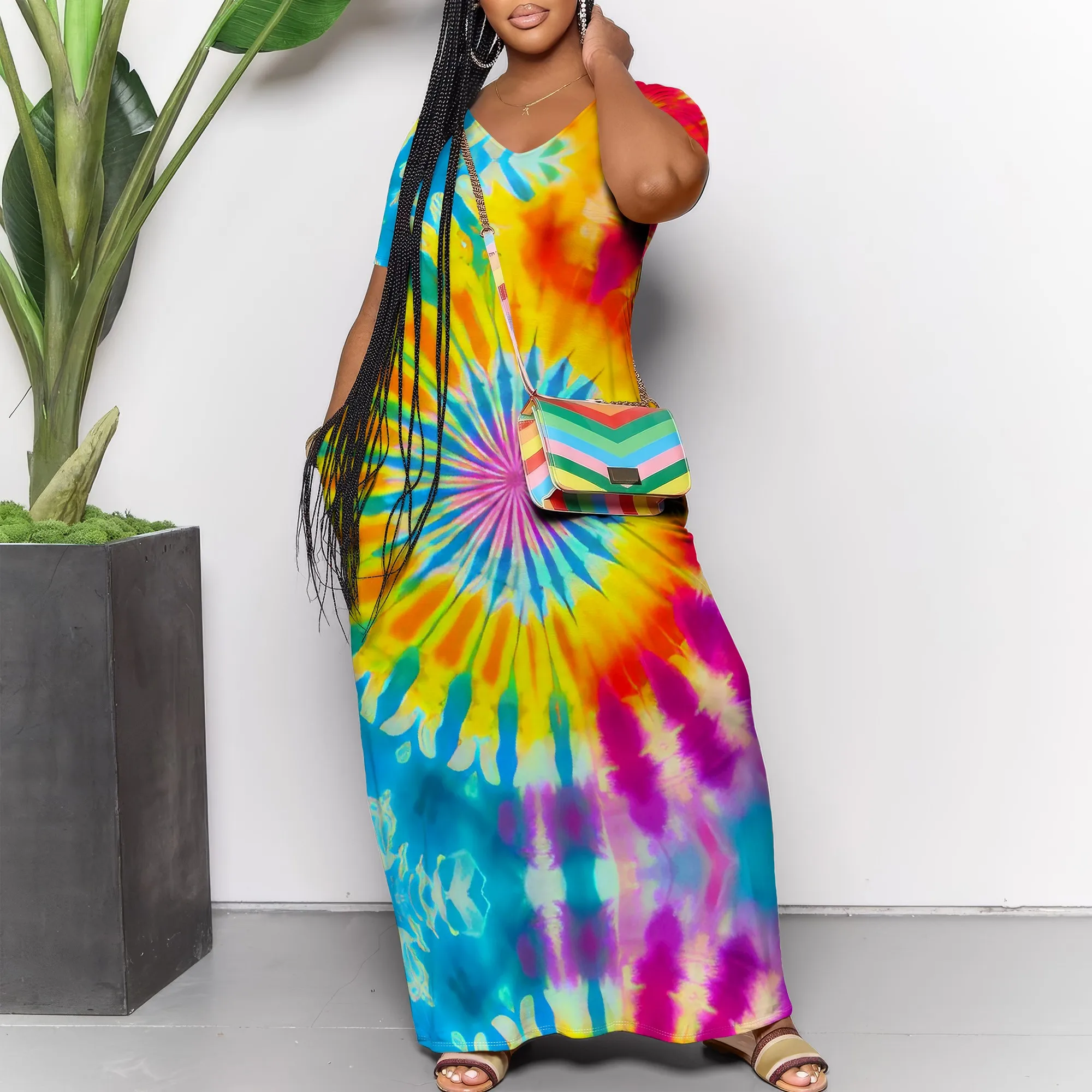 

Women's Floral Maxi Dress Flowy Loose Fit Colorful Vibrant Summer Elegant
