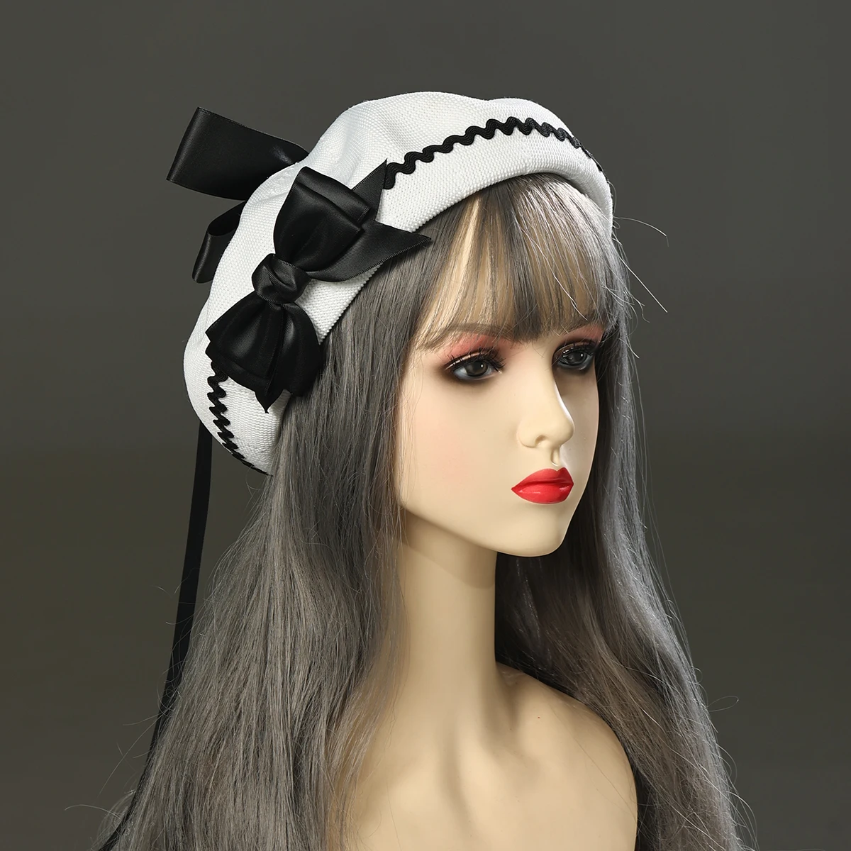 Leuke Lolita Baret Cap Vrouwen Meisje Fashion Korea Casual Ademend Plaid Grote Boog Hoeden