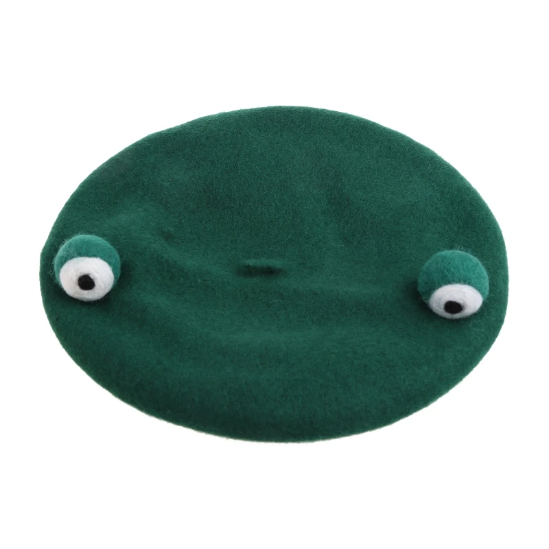 Green for Frog Eyes Winter Warm Wool Painter Beanie Hat for Wom