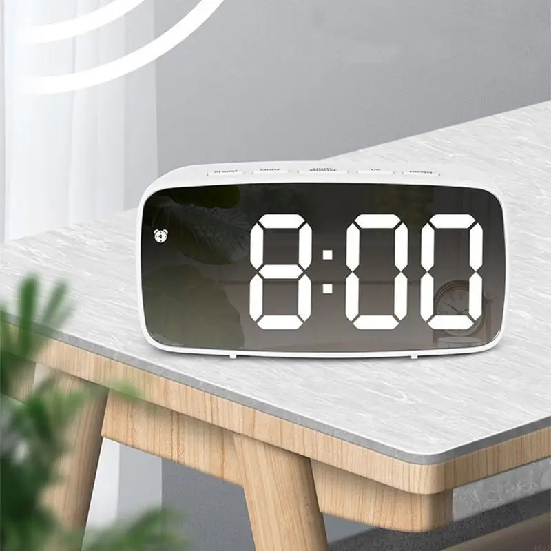 DXAF Led Digital Electronic Alarm Clock Mirror Snooze Wake Up for Time Clocks