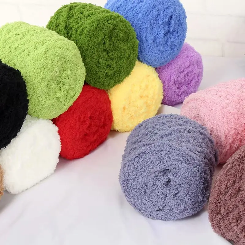 100g/Pc Velvet Chenille Yarn Super Soft 3ply Crochet Yarn Anti-Pilling Friendly Yarn For Hand Knitting And Crocheting