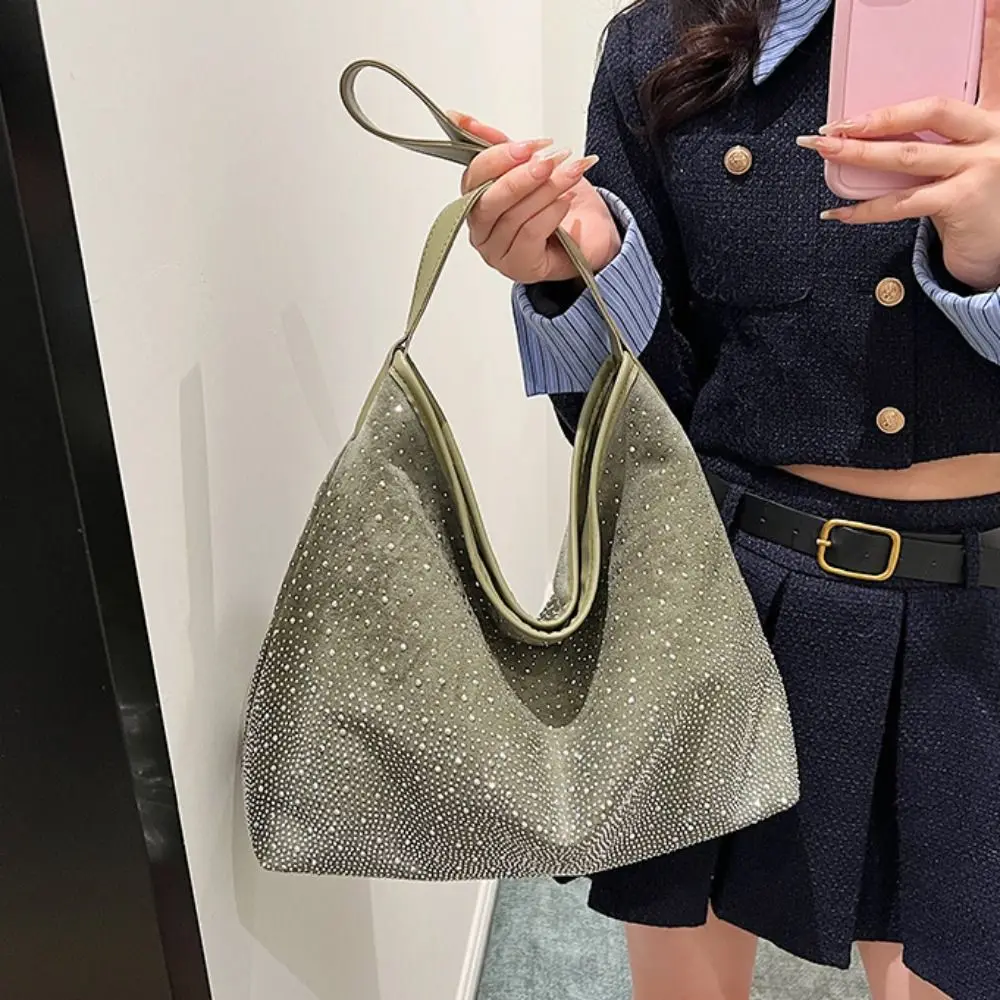 

Fashion Rhinestone Shiny Shoulder Bag Luxury Sparkly Ladies Diamond Tote Bag Crystal Large Capacity Evening Bag Party