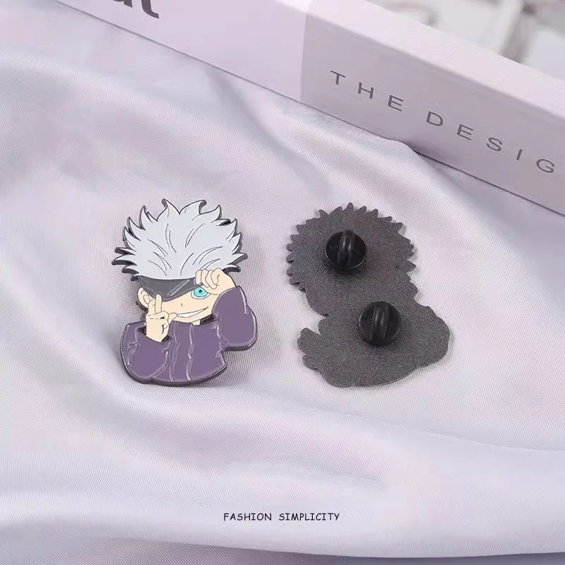 Hot Japanese Anime Jujutsu Kaisen Figure Itadori Yuji Satoru Gojo Metal Cartoon Badge Bagpack Clothes Accessories for Fans Gifts