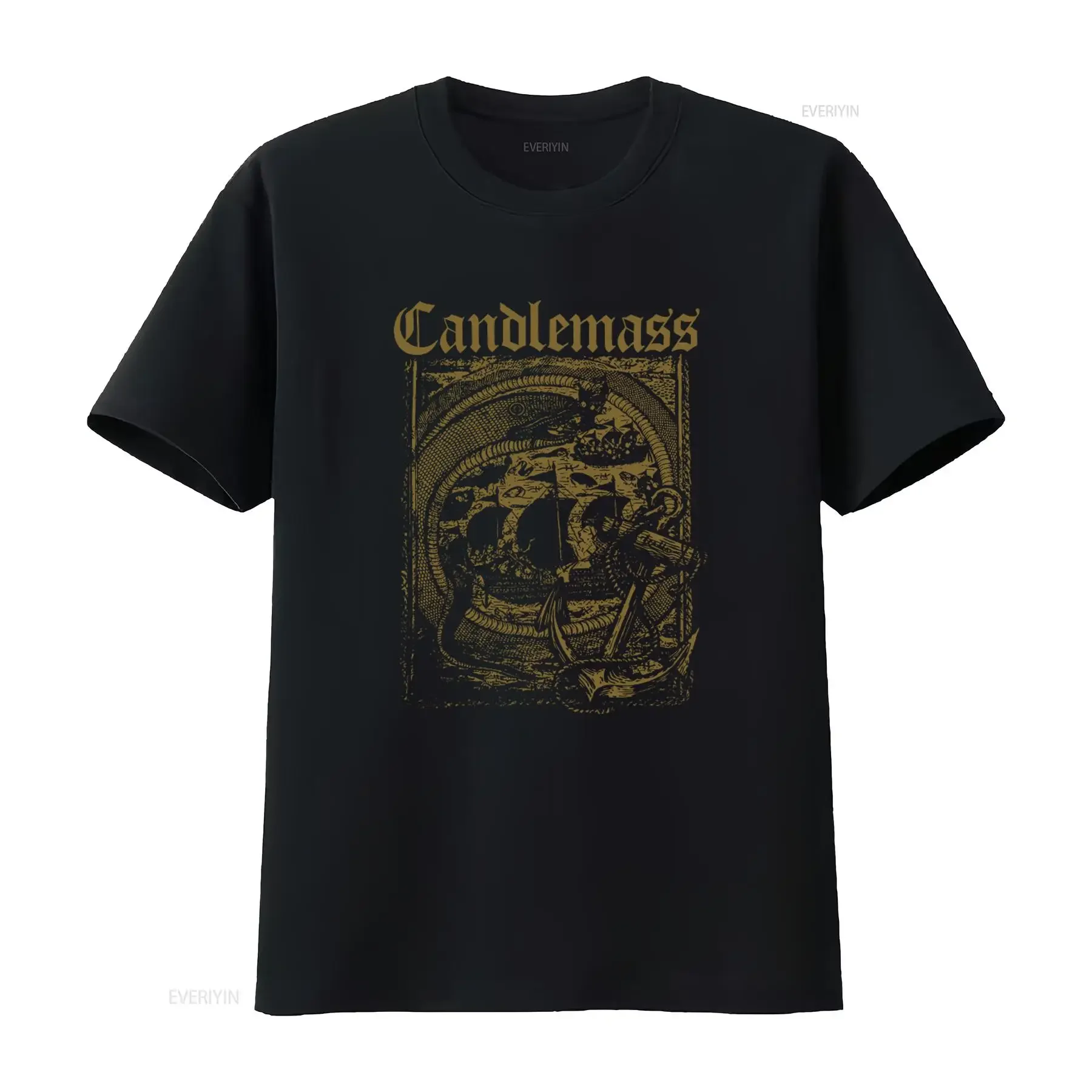 Authentic Candlemass The Great Octopus Print T Shirt For Men And Women vintage Washed Comfortable Breathable Casual streetwear