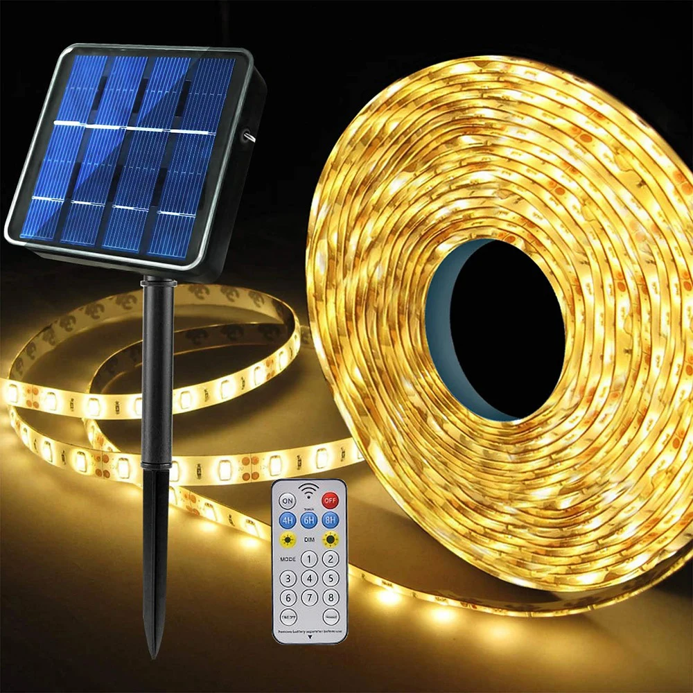 Solar-LED-Lichtleiste mit Fernbedienung, wasserdichter IP65-Lichtleiste für LED-Leuchten im Freien,