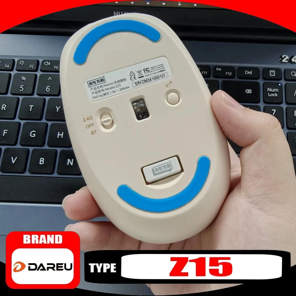 

DAREU Z15 Bluetooth Mouse Dual Mode Gamer Mouse Wireless Office Mice 2.4G Long Battery Life Compact Type－C Pc Accessory