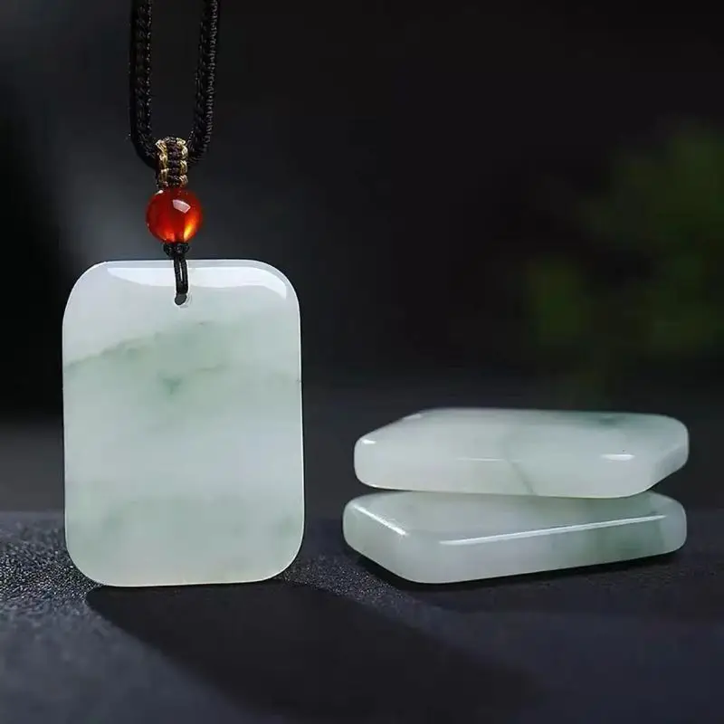 Tianshan green jade pendant, natural Xinjiang golden jade peace amulet, bread-shaped jade pendant
