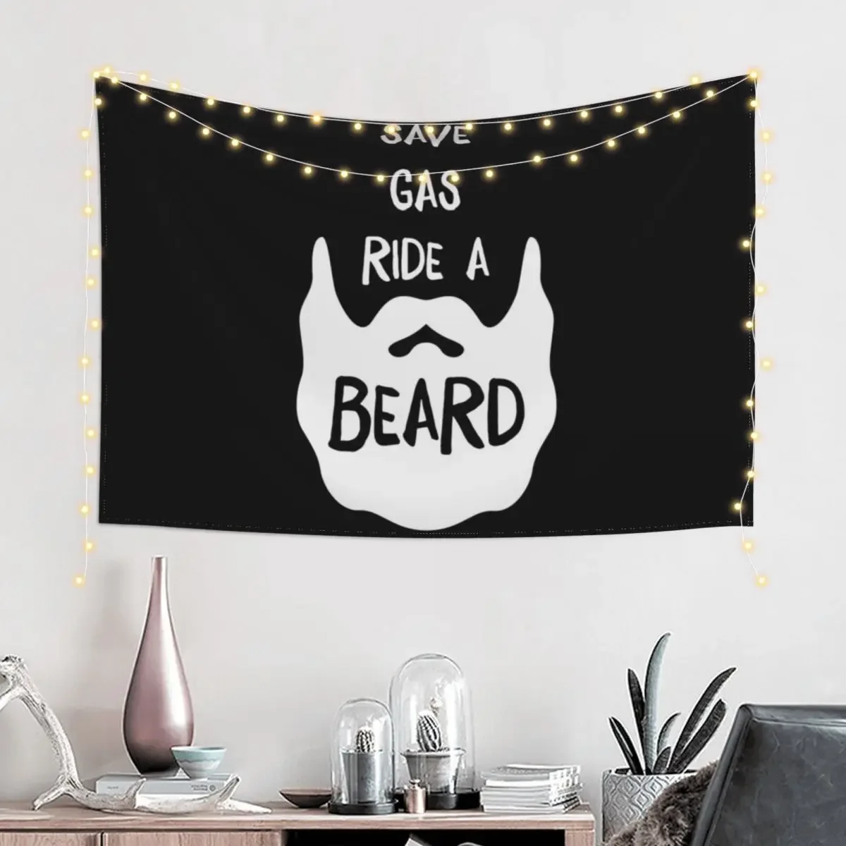 Save Gas Ride A Beard Shirt Facial Hair T-Shirt Great Gift For Beard Lovers Father's Day Tapestry Aesthetics For Room Tapestry