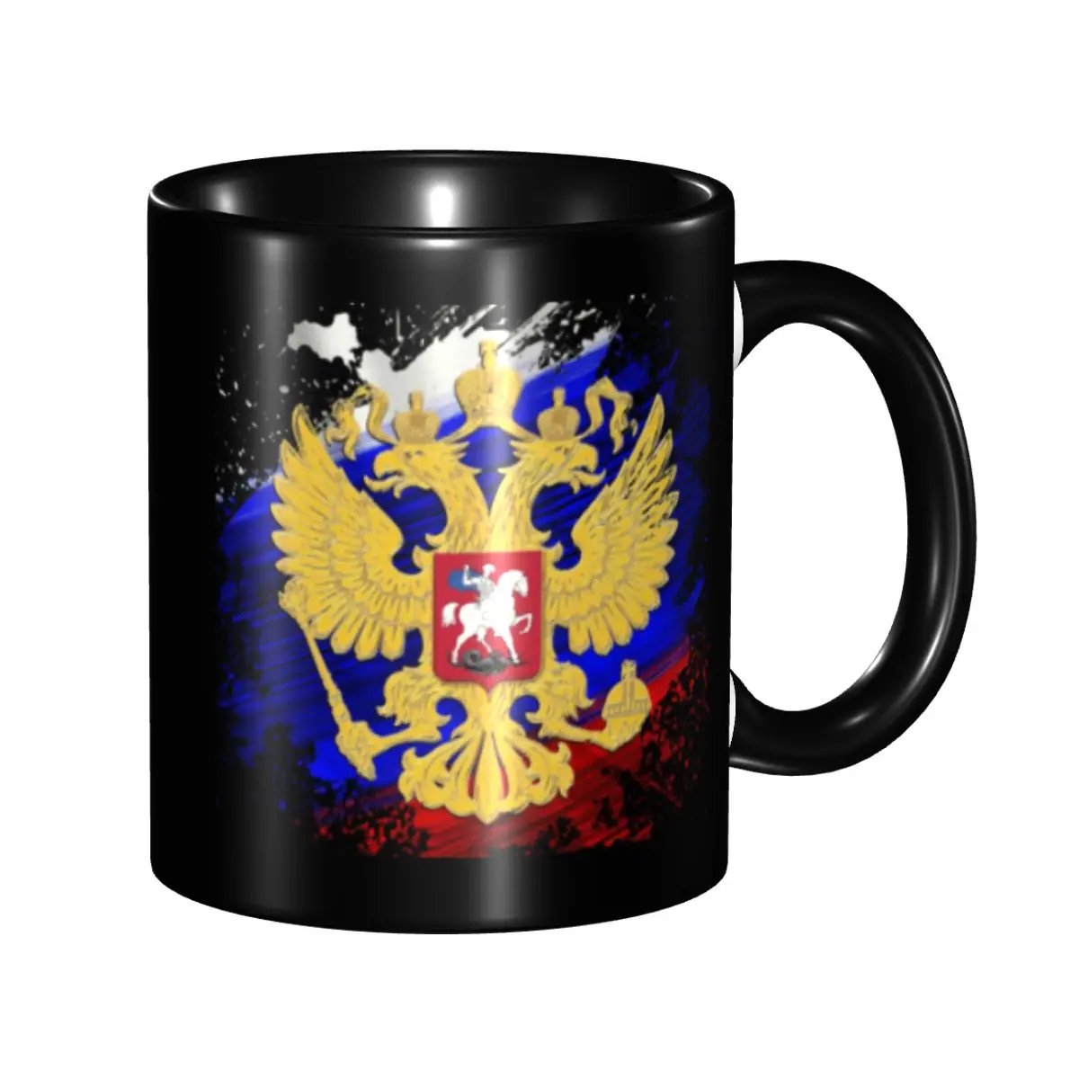 Russian Eagle Coat Of Arms Coffee Mugs DIY Personalized Russia Flag Ceramic Milk Tea Mug