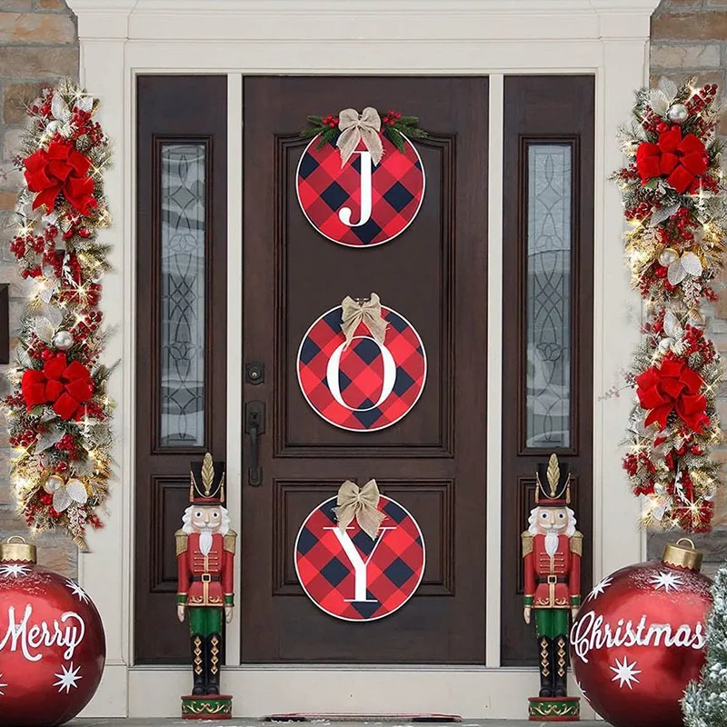 

Christmas Door Pendant Scene Layout Christmas Wreath Home Decoration Door Hanging Stair Wreath Wall Hanging Christmas Decor