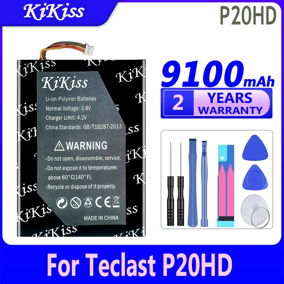 9100mAh KiKiss Powerful Battery For Teclast P20HD 98 4G ID N6H1 P20 HD 5 Wire Plug  Batteries