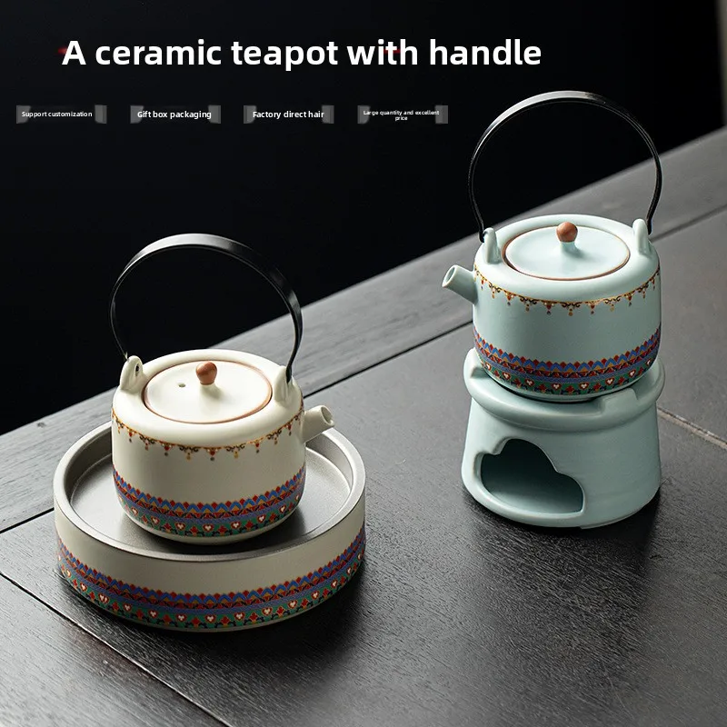 

Chinese Ceramic Dunhuang Tiling Pot Ru Kiln Tea Pot Candle Warm Tea Stove Base Home Tea Set Accessories Stove Pot Bearer Gift