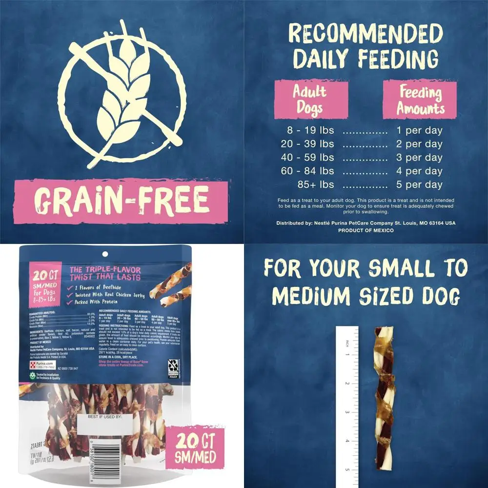 

Bone Jerky Twists Grain Free Small/Med Breed Beefhide and Chicken Dog Jerky Treats - (Pack of 5) 20 ct. Pouches