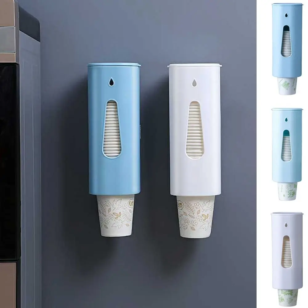 

Plastic Disposable Cup Paper Container Pull Type Punch-Free Cup Storage Rack Wall Mounted Automatic Cups Container