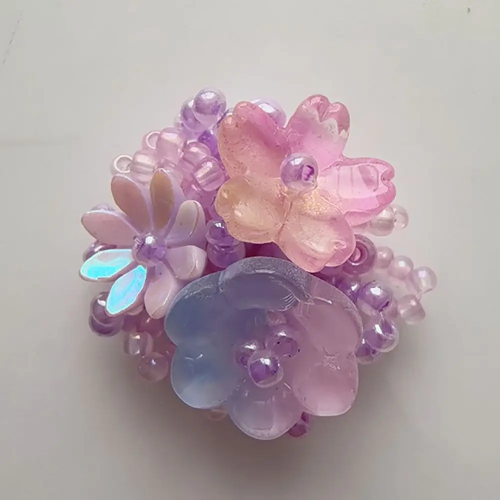 3D Design Flower Patches Transparent Jelly DIY Buckle Beaded Applique Non Slip Sturdy Wholesale Pack Beaded Flower Shoe Clips
