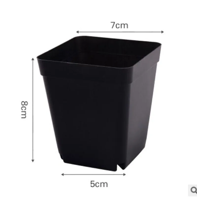 7cm Gardening Plastic Black Color Flower Pots Planters Creative Small Square For Succulent  Plants Vegetable